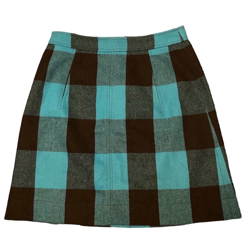 BANANA REPUBLIC PLAID MINI SKIRT SIZE 0 TURQUOISE AN BLACK CHECKERED